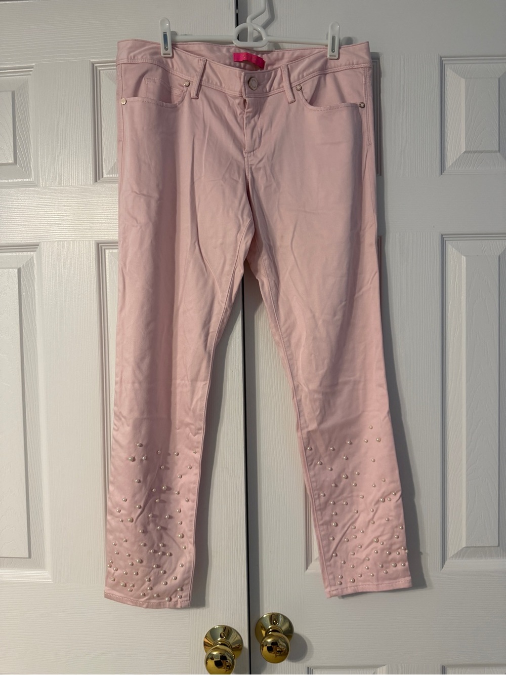 Lilly Pulitzer Pale Pink Skinny Jeans with Pearl Detail